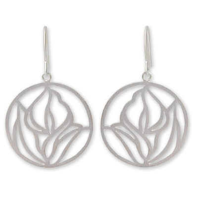 Sterling silver flower earrings, 'Anthurium' - Sterling silver flower earrings