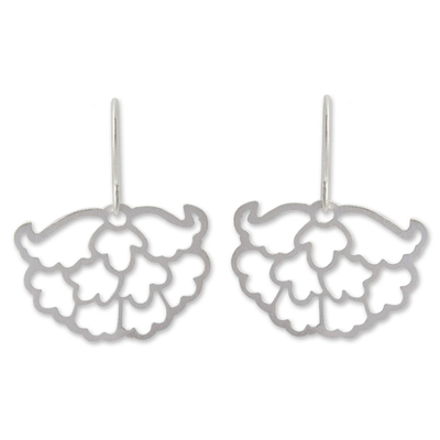 Sterling silver flower earrings, 'Peony' - Sterling silver flower earrings