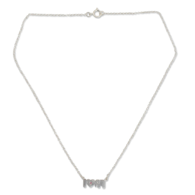 Tourmaline pendant necklace, 'I Love Elephants' - Tourmaline pendant necklace