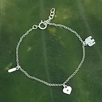 Turmalin-charm-armband, „i love elephants“ – turmalin-charm-armband