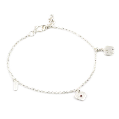 Tourmaline charm bracelet, 'I Love Elephants' - Tourmaline charm bracelet