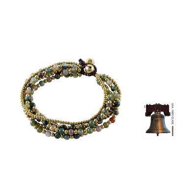 Perlenarmband aus Messing - Handgefertigtes Armband aus Messing und Jaspis aus Thailand
