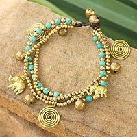 Featured review for Brass charm bracelet, Blue Siam Elephants