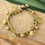 Brass charm bracelet, 'Green Siam Elephants' - Unique Brass and Quartz Beaded Bracelet thumbail