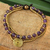 Amethyst beaded wristband, 'Daydreams' - Hand Made Brass Beaded Amethyst Bracelet (image 2) thumbail