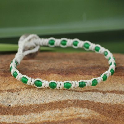 Leather and quartz beaded bracelet, 'Knots of Self-Knowledge' - Handmade Leather and Quartz Bracelet