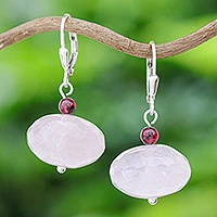 Featured review for Rose quartz dangle earrings, Rose of Thailand