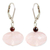 Rose quartz dangle earrings, 'Rose of Thailand' - Fair Trade Rose Quartz Dangle Earrings thumbail