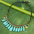 Beaded waterfall necklace, 'Siam Legacy' - Beaded Turquoise coloured Elephant Necklace thumbail