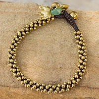 Brass beaded bracelet, 'Northern Chic' - Thai Brass Charm Bracelet