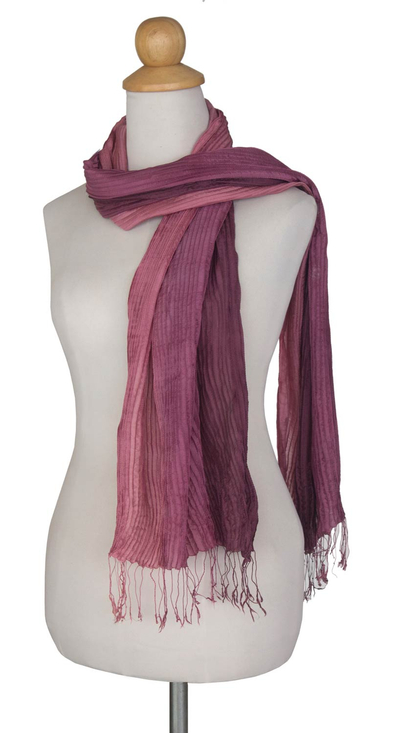 Pin tuck scarf, 'Plum Transition' - Pin tuck scarf