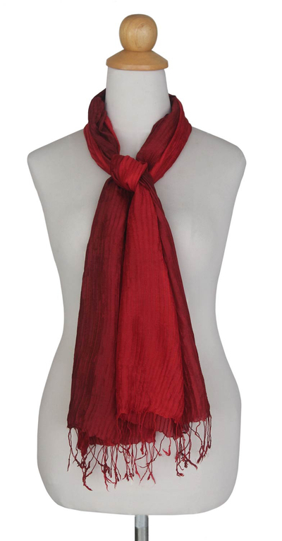 Pin tuck scarf, 'Red Transition' - Pin tuck scarf