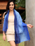 Silk pintuck scarf, 'Royal Blue Transition' - Silk Scarf in Blue Ombre (image 2) thumbail