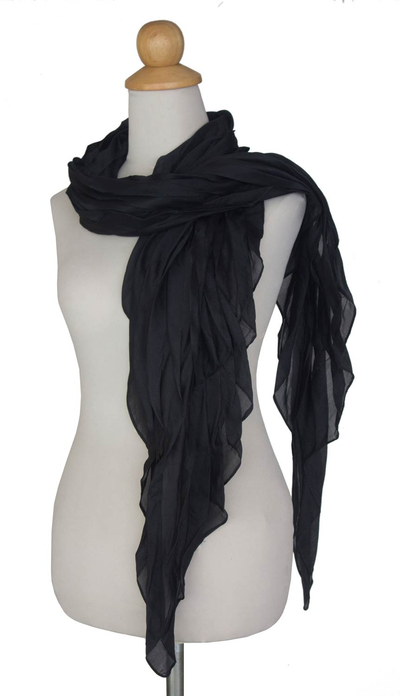 Pleated scarf, 'Evolving Black' - Pleated scarf