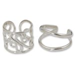 Sterling silver ear cuffs, 'Sleek Filigree' (pair) - Sterling silver ear cuff earrings (Pair)