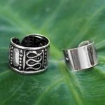 Sterling silver ear cuff earrings, 'Two Epochs' (pair) - Sterling silver ear cuff earrings (Pair)