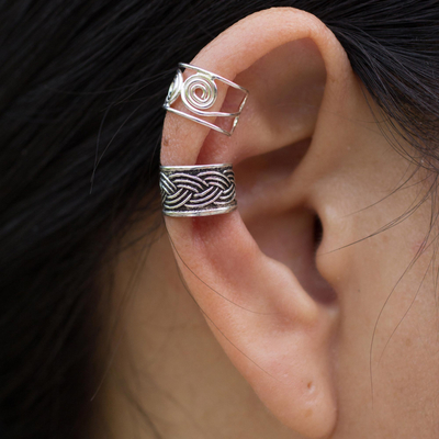 Pendientes ear cuff en plata de primera ley, (par) - Pendientes ear cuff de plata de ley (Pareja)