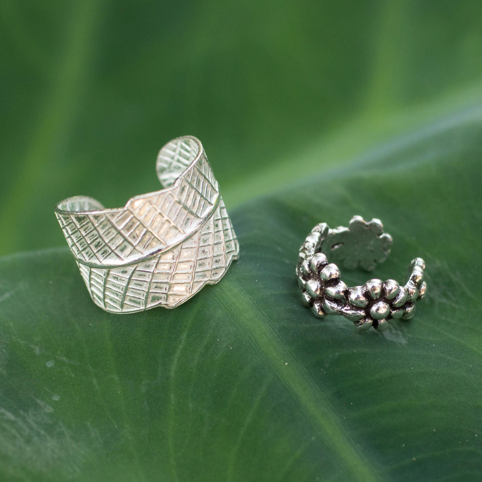 NOVICA .925 Sterling Silver Ear Cuff Star Petals