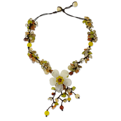 Fair Trade Floral Beaded Quartz Necklace