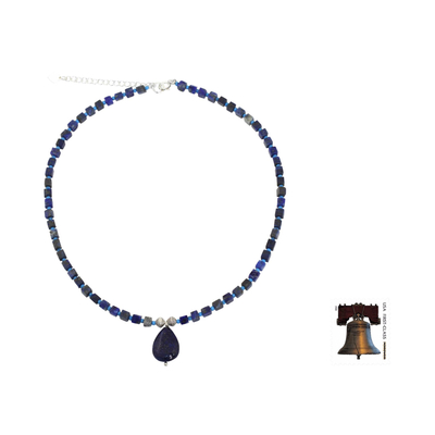 Collar con colgante de lapislázuli - Collar con cuentas de lapislázuli