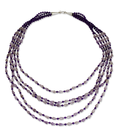 Amethyst strand necklace, 'Romantic Lavender' - Amethyst strand necklace