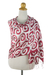 Silk shawl, 'Red Thai Maze' - Red and White Silk Shawl Dyed by Hand (image 2c) thumbail