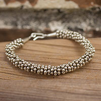 Silver beaded bracelet, 'River of Dreams' - Hill Tribe Fine Silver Beaded Bracelet