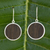 Wood and sterling silver dangle earrings, 'Forest Moon' - Wood and sterling silver dangle earrings thumbail