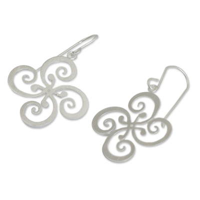 Sterling silver dangle earrings, 'Thai Pinwheel' - Fair Trade Floral Sterling Silver Dangle Earrings
