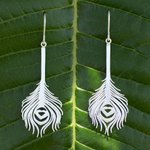 Sterling silver dangle earrings, 'Thai Peacock' - Sterling Silver Dangle Earrings
