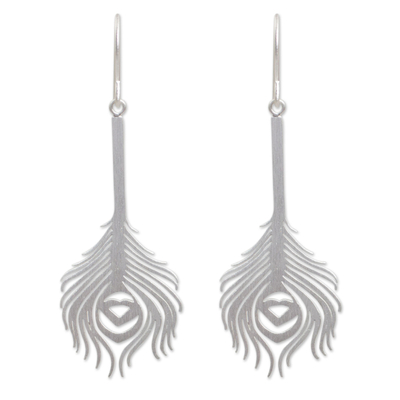 Sterling silver dangle earrings, 'Thai Peacock' - Sterling Silver Dangle Earrings