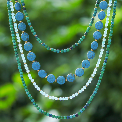 Beaded necklace, 'Forest Lagoon' - Beaded necklace