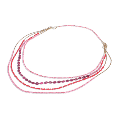 Beaded necklace, 'Summer Roses' - Beaded necklace