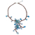 Beaded flower necklace, 'Turquoise Spray' - Beaded flower necklace (image 2a) thumbail
