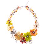 Cultured pearl and carnelian beaded necklace, 'Joyous Camellia' - Cultured pearl and carnelian beaded necklace