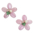 Cultured pearl and quartz flower earrings, 'Pink Thai Daisy' - Pink and Green Flower Earrings with Pearl (image 2a) thumbail