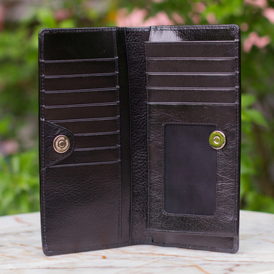 Leather wallet, 'Versatile Black' - Leather wallet