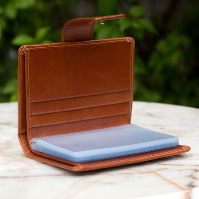 Leather wallet, 'Infinite Brown' - Leather wallet