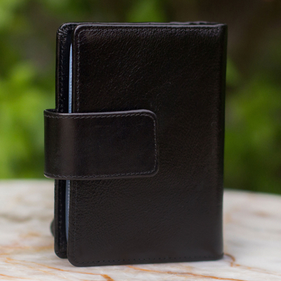 Leather wallet, 'Infinite Black' - Leather wallet
