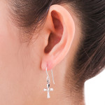 Sterling silver dangle earrings, 'Faithful Cross' - Sterling Silver Religious Dangle Earrings