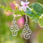 Sterling silver dangle earrings, 'Billowing Clouds' - Sterling silver dangle earrings