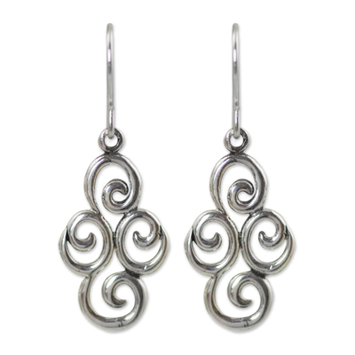 Sterling silver dangle earrings, 'Billowing Clouds' - Sterling silver dangle earrings