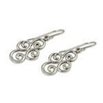 Sterling silver dangle earrings, 'Billowing Clouds' - Sterling silver dangle earrings