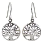 Sterling silver dangle earrings, 'Living Forest' - Silver Tree Earrings from Thailand
