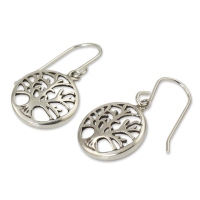 Sterling silver dangle earrings, 'Living Forest' - Silver Tree Earrings from Thailand