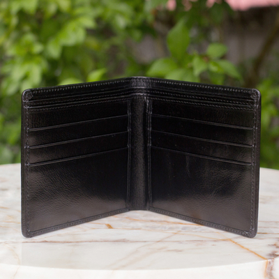 Men's leather wallet, 'Credit to Black' - Men's leather wallet