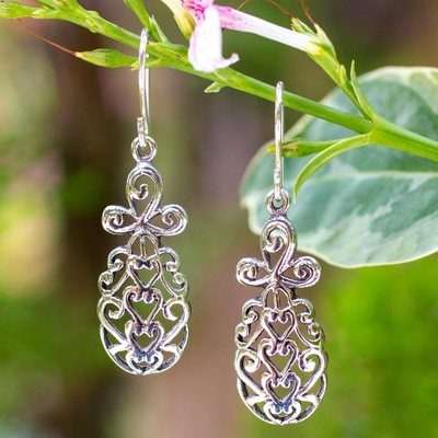 Sterling silver dangle earrings, 'Thai Pineapple' - Sterling silver dangle earrings