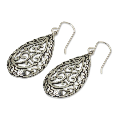 Sterling silver dangle earrings, 'Forest Dewdrop' - Sterling silver dangle earrings