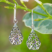 Sterling silver dangle earrings, 'Rain Forest Song'