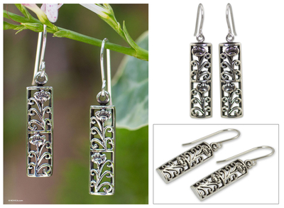 Sterling silver dangle earrings, 'Spring Blossoms' - Fair Trade Floral Sterling Silver Dangle Earrings